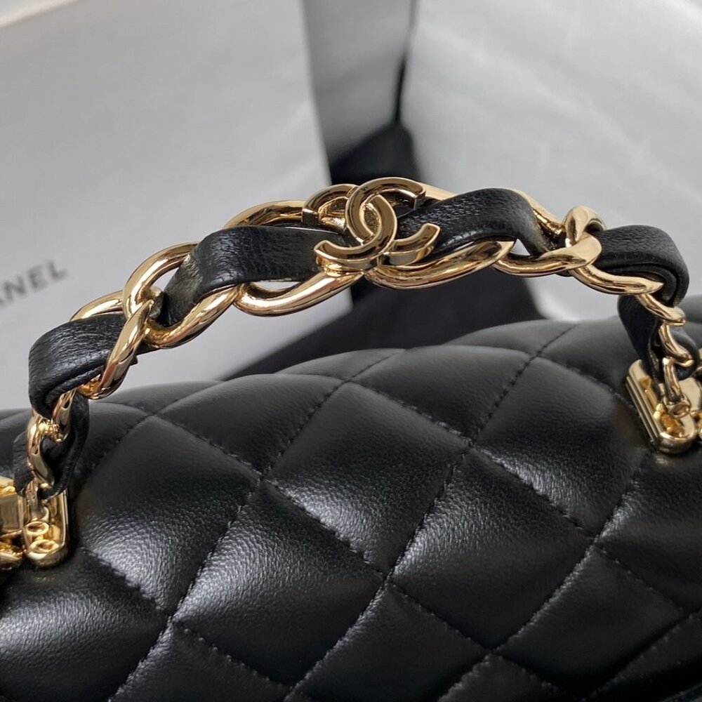 New Chanel Rectangular Classic Flap Bag Black Lam… - image 4